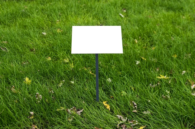 Empty sign board on grass. Property house for sale sign board