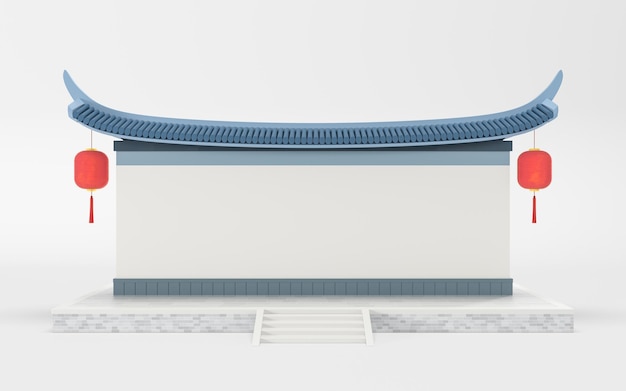 空の看板壁中国のレトロなスタイルの 3 d レンダリング