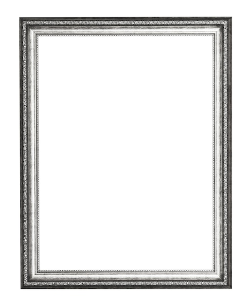 Empty silver carved wooden picture frame