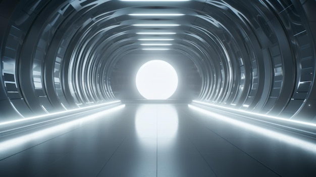 Empty silver futuristic tunnel Technology Design