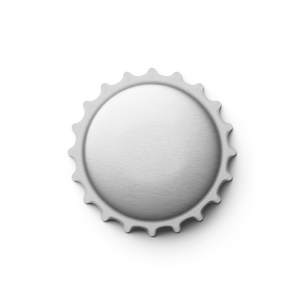 Photo empty silver metal soda or beer cap isolated on white