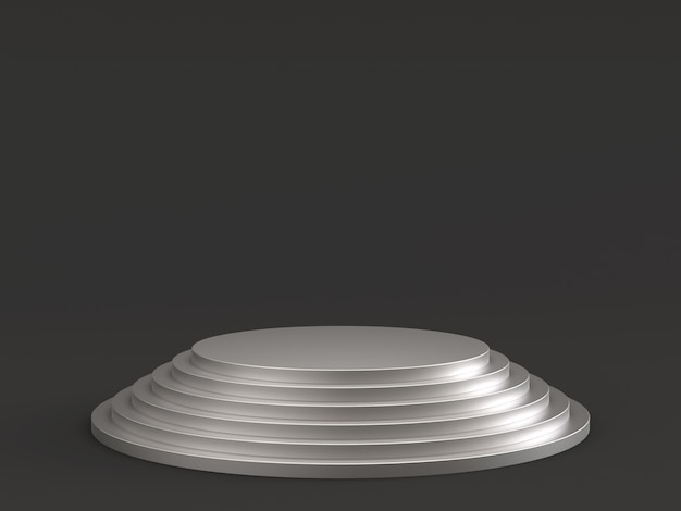 Empty silver podium on dark background