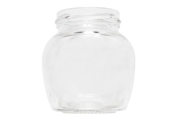 Photo empty simple glass jar isolated on white background