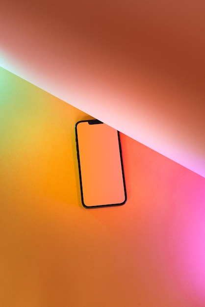 Photo empty smartphone screen mockup pastel color clean background template