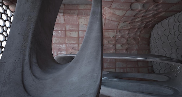 シートの錆びた金属建築背景 3 d の空の滑らかな抽象的な部屋のインテリア