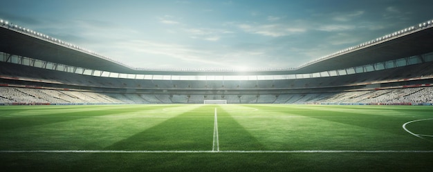 Photo empty soccer stadium game field