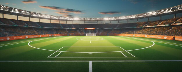 Photo empty soccer stadium game field