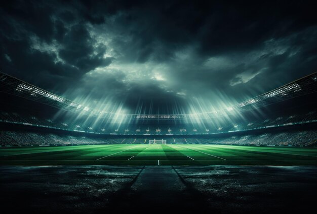 Photo an empty soccer stadium with spotlights