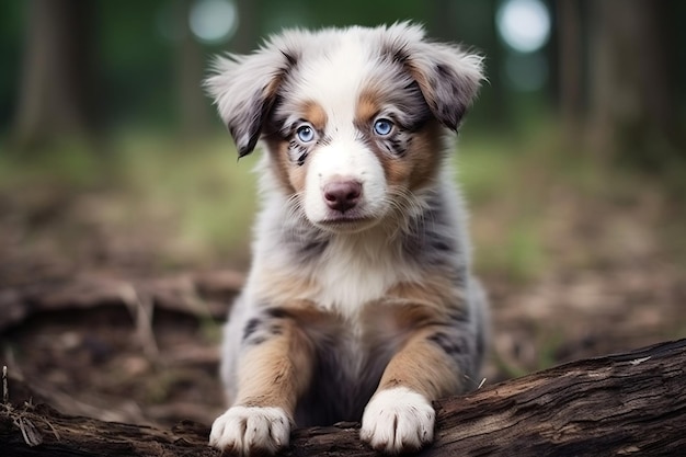 Empty Space Adjacent to Australian Shepherd Puppy Generative AI