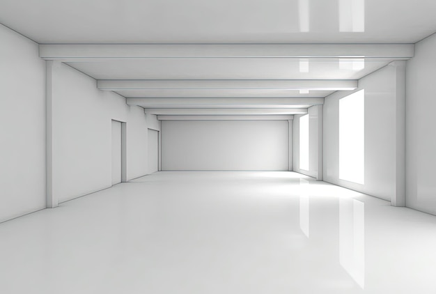 an empty space with a white room behind it in gray in the style of panoramic scale