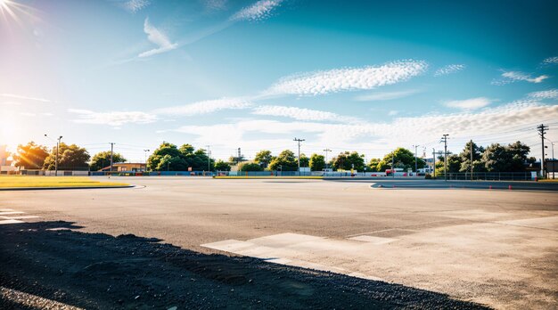 Empty Spacious Parking Lot Asphalt Road Ground