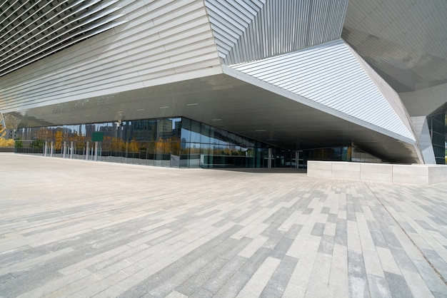 Empty square floor and modern architecture in Taiyuan, Shanxi Province, China