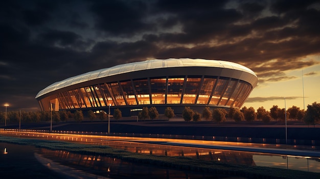 empty stadium evening 3d render