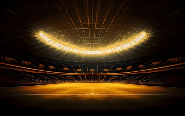 Пустой стадион с включенным светом