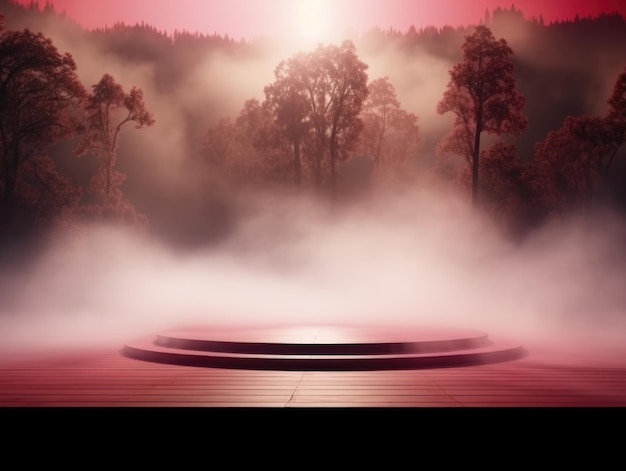 пустая сцена фон сцена прожектор обод свет подиум туман облако концерт танцпол розовый