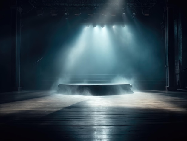 empty stage background scene spotlight rim light podium fog cloud concert dance floor