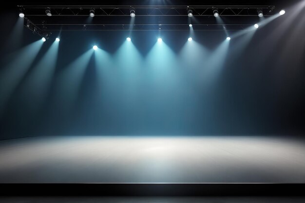An Empty Stage Illuminated by Spotlights