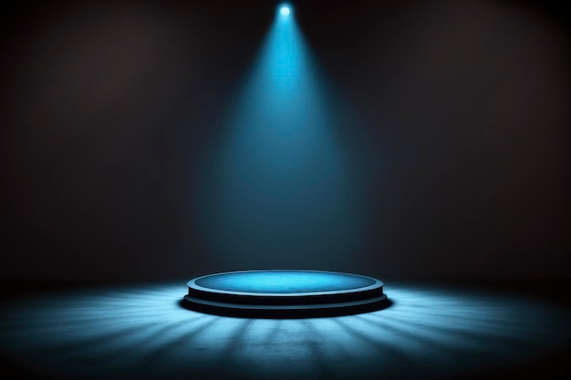 The empty stage is illuminated by colored spotlight AI technology generated image