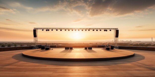 Фото Пустая сцена на открытом воздухе в ожидании музыкального представления