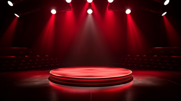 Empty stage of the theater and theatrical serenity red stage light