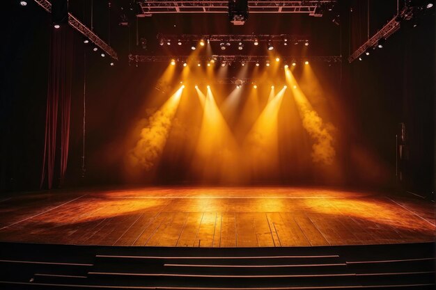 Photo empty stage with dramatic spotlight illumination