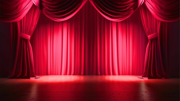 Empty Stage with red curtains template