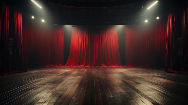 Empty stage with red spotlight