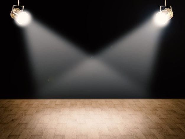 Empty stage with shining spotlights