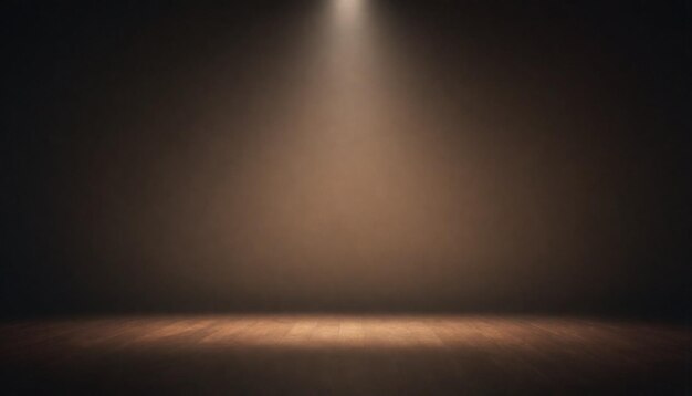 Photo empty stage with a spotlight on the floor surrounded by darkness