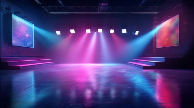 Empty stage with spotlights Generative Ai