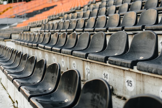 Empty stands and seats for fans and fans in the openair stadium Lack of fans during the pandemic