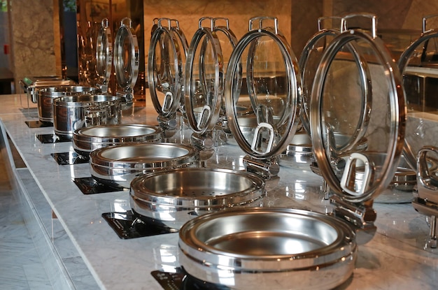 Empty steamer pot on electric stove, Smorgasbord.