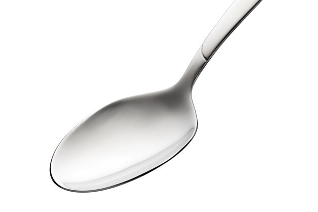 Empty steel table spoon isolated 