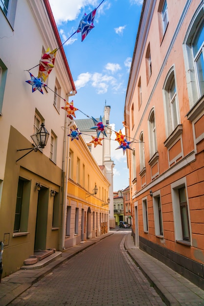 Empty Stikliu street in the Old town in Vilnius