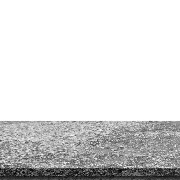 Empty stone table top on isolated white