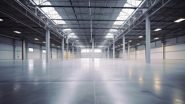 Empty storage facility with ample lighting