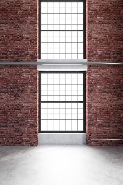 Photo empty storehouse building interior with large windows