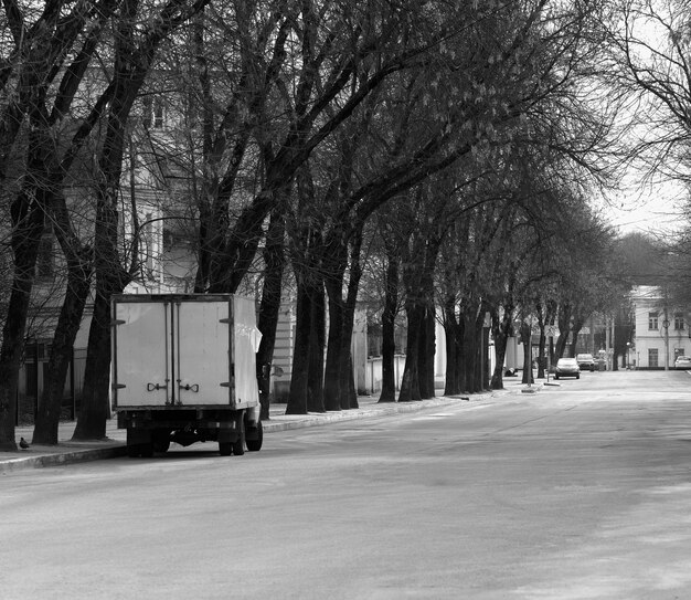 Empty streets of Russian covid19 city background