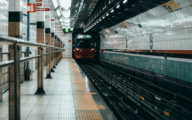 Photo empty subway station at night background