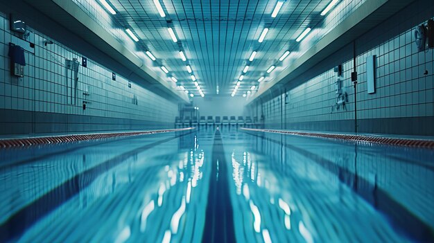 Foto una piscina vuota catturata in armonia simmetrica con la quiete tranquilla dell'acqua