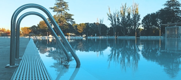 Empty swimming pool, end of summer.