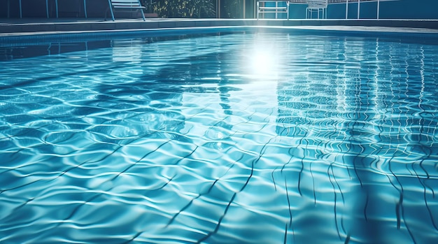 Photo empty swimming pool in tropical resort in summer background generative ai illustration