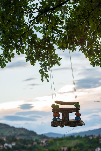 Photo empty swing with nice view