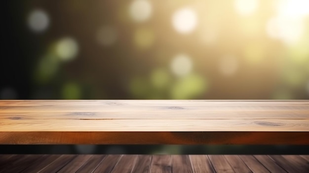 empty table board and defocused modern kitchen background