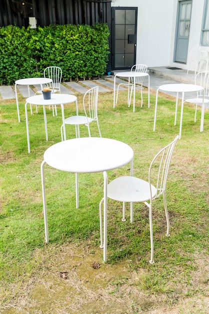 empty table and chair in garden