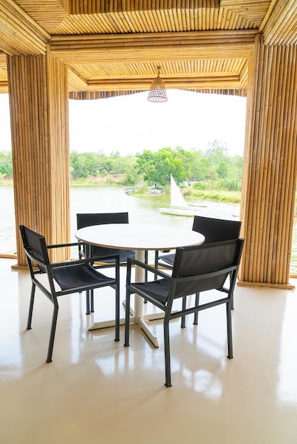 Empty table and chair in restaurant