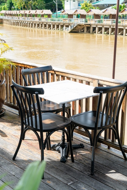 Empty table and chair in restaurant