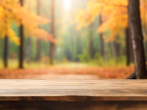 Empty table in front of blurred background