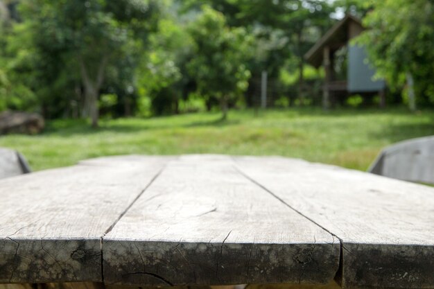 Empty table in garden