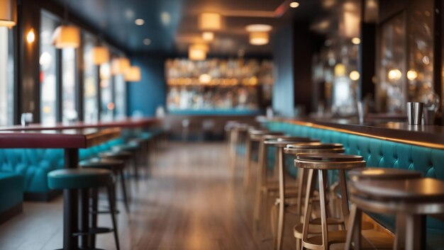 empty table in modern bar with defocused background